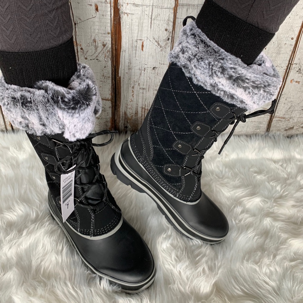 NIB Khombu Ellie Leather Winter Boot Black - Picture 3 of 8